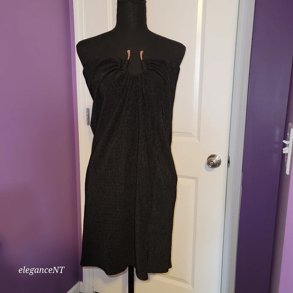 h&m black strapless dress L'AGENCE Flyn Lace Midi Dress In Black
